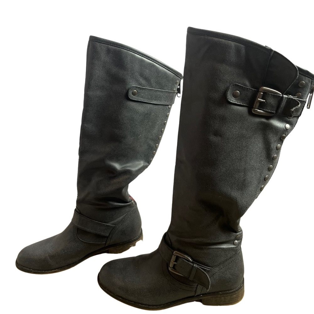 Madden Girl Studded Gray Moto Boots